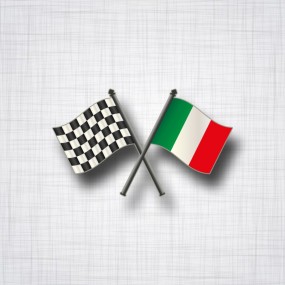 Sticker Drapeaux croisés damier + Italie